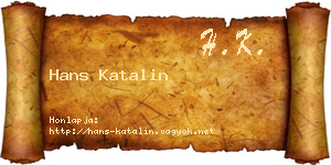 Hans Katalin névjegykártya
